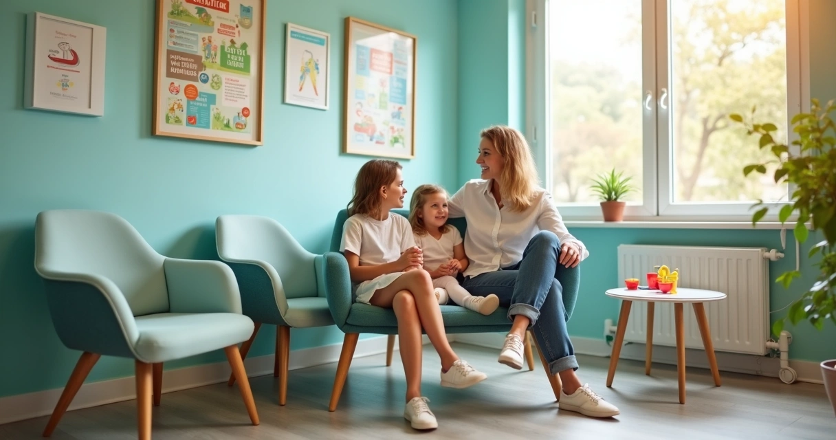 Maria Silva, a woman at a dental office, with her family in mind.