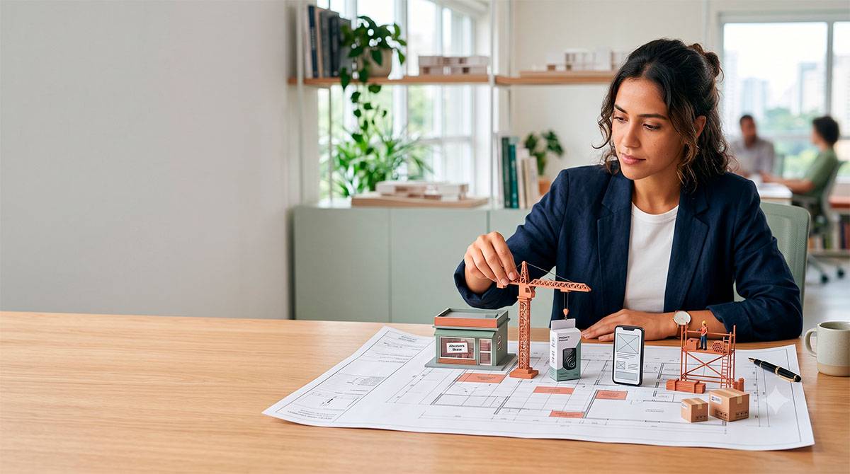 A person looking at a detailed business plan, highlighting the importance of thorough preparation before launching a business.