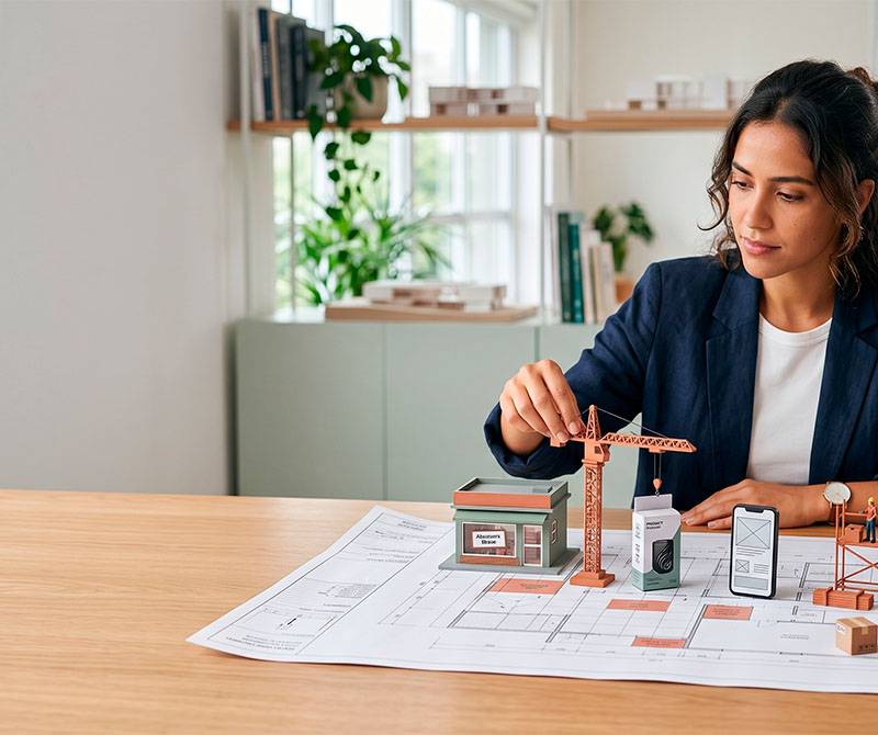 A person looking at a detailed business plan, highlighting the importance of thorough preparation before launching a business.